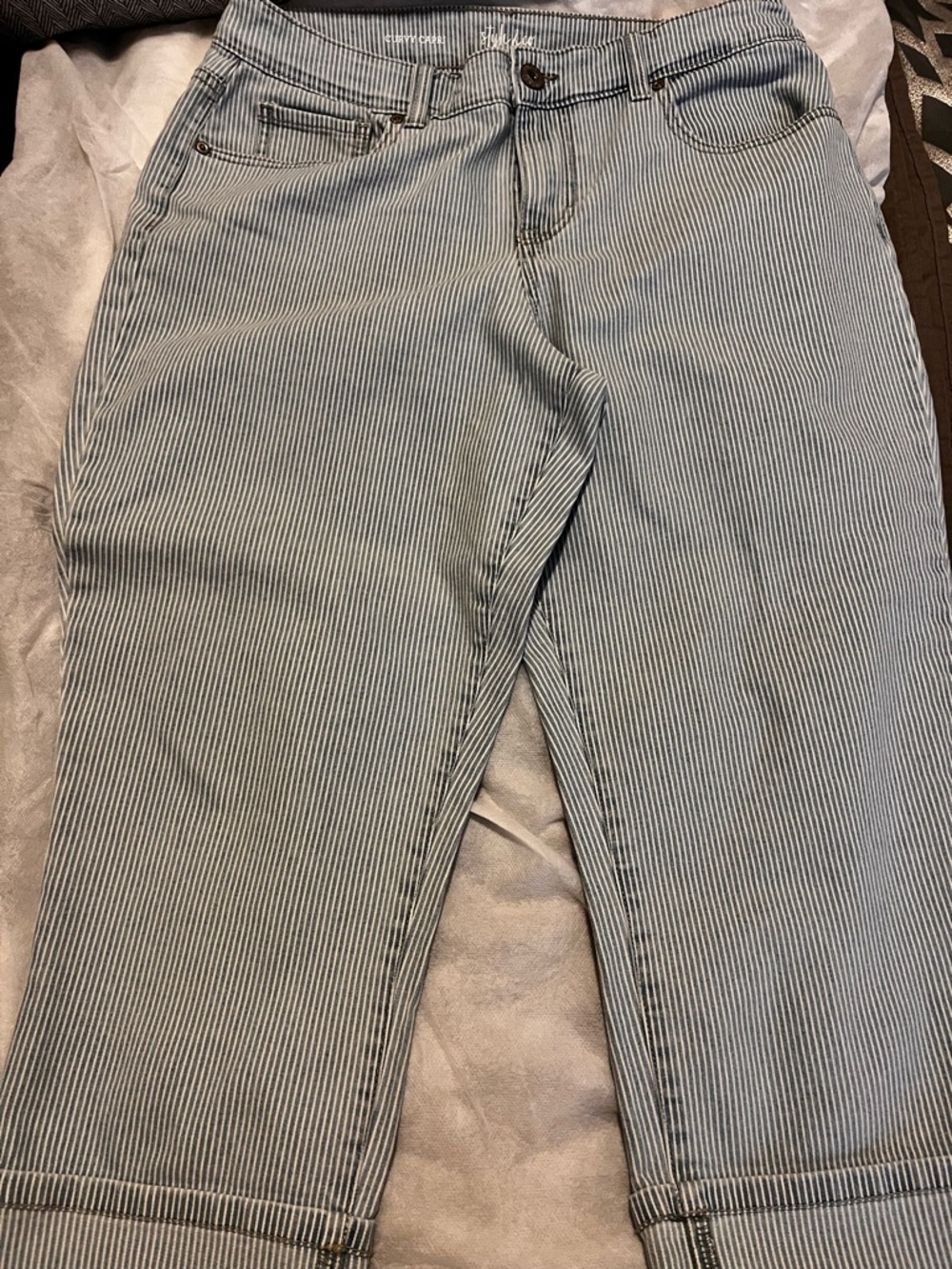 Style & Co. Blue and White Striped Capri Pants